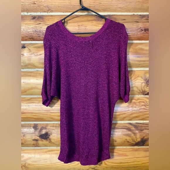 Express Hot Pink & Black Marled Lightweight Slouchy Crewneck Sweater Sma… - Picture 5 of 8